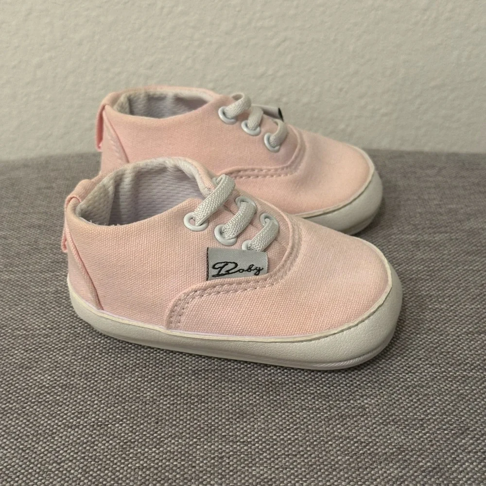 Like New! Pink Baby Canvas Sneakers, 0-6 Months